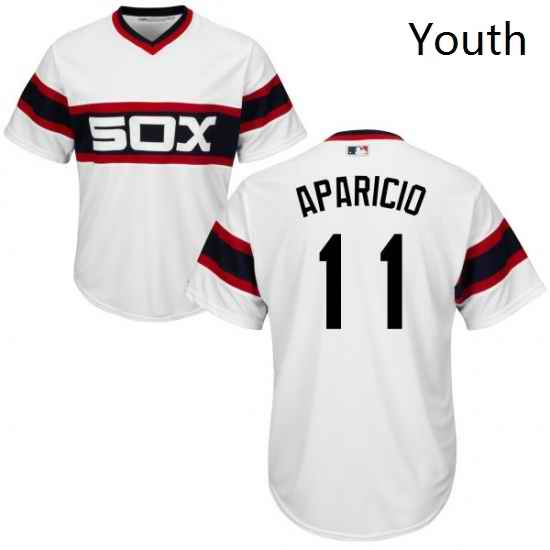 Youth Majestic Chicago White Sox 11 Luis Aparicio Replica White 2013 Alternate Home Cool Base MLB Jersey